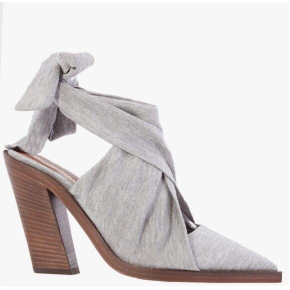 BURBERRY Pewter Melange Synthetic Tillington Ankle-wrap Mules Size 37 NEW - Picture 2 of 8